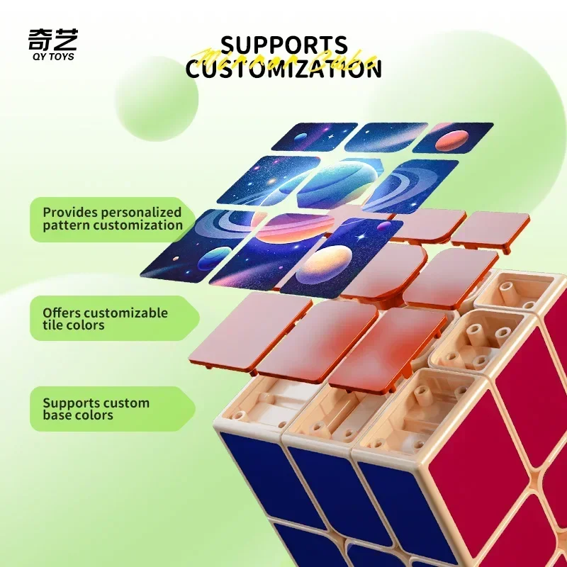 Cubezone Qiyi Mirror 3x3 Magic Cube Магнитная Сине-зеленая Полная Наклейка Профессиональная