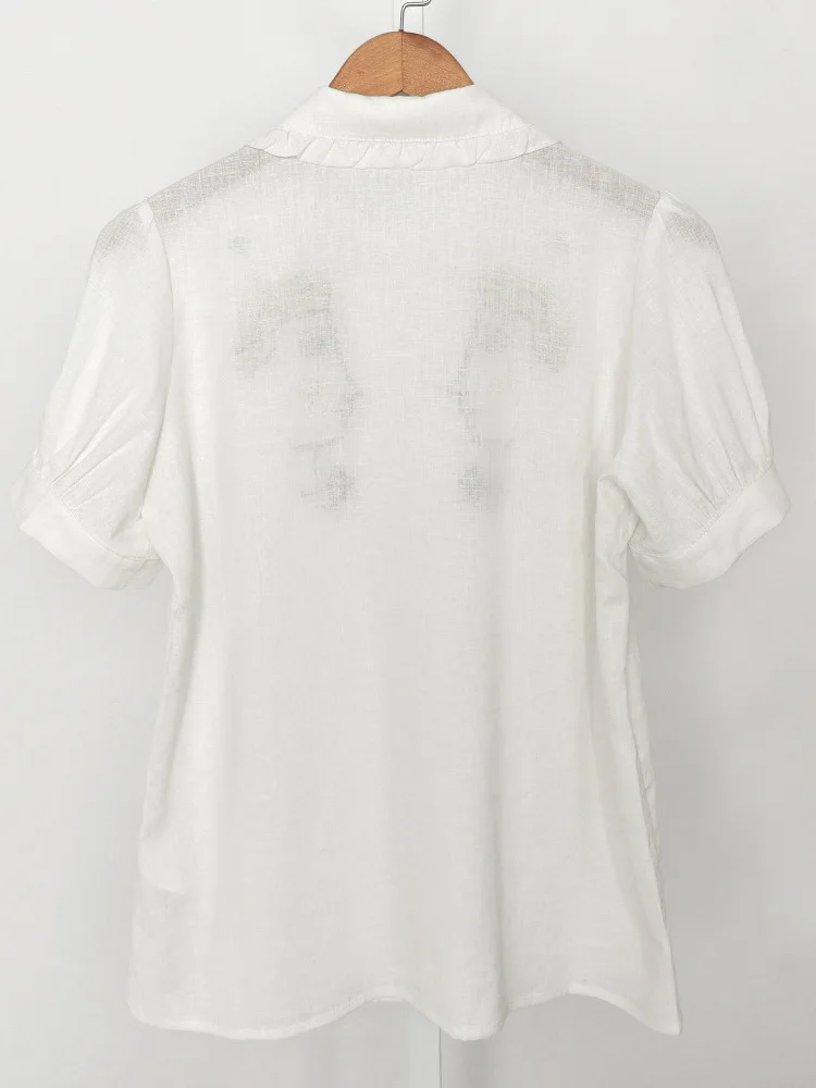 Распродажа Женская блузка с пышными рукавами и мультяшной вышивкой