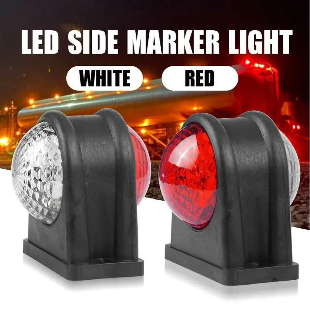 

2pcs Car Round Led Side Marker Light Super-Bright Double Sided Turn Signal For Truck Trailer RV White/red Dropshipping