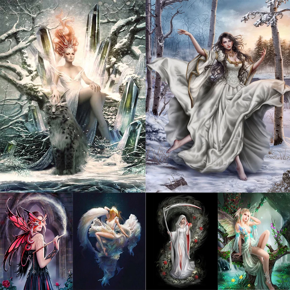 

Angels and Demons Diy Diamond Painting Fantasy Fairy Girl Mosaic Paint Full Drills Diy 5D Pictures Full Drills Living Room Decor