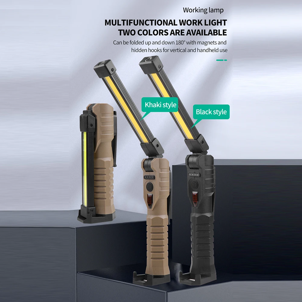 

Portable Handheld Flashlight with Power Capacity Indicator COB XPE LED Work Light Type-C USB Rechargeable for Outdoor Car Repair