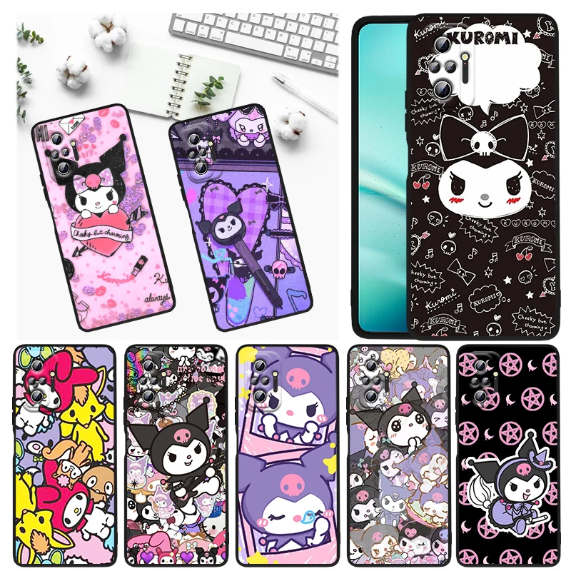 

Card Love Cartoon Girl Sanrio For Xiaomi Redmi Note 11E 11S 11 11T 10 10S 9 9T 9S 8 8T Pro 5G 7 5 Black Soft Phone Case Funda