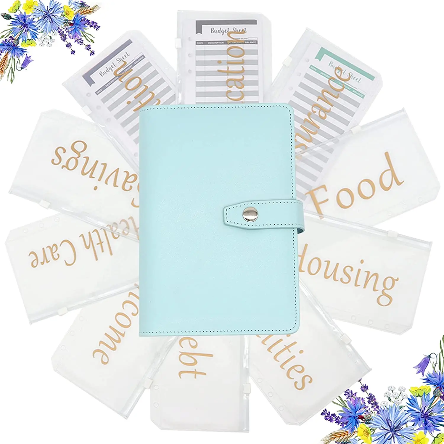 

Новый модернизированный полиуретановый планировщик счетов A6 с 10 бронзирующими принтами на молнии, Бюджетный конверт и 12 листов