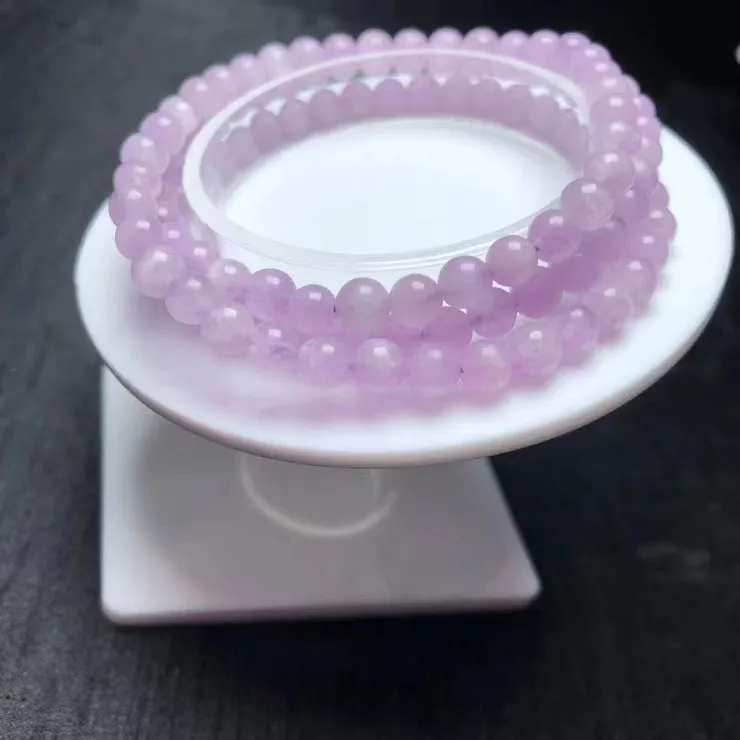 

5mm Good Quality Natural Kunzite Crystal Healing Multi Loop Bead Bracelet Special Jewelry Gift For Healing