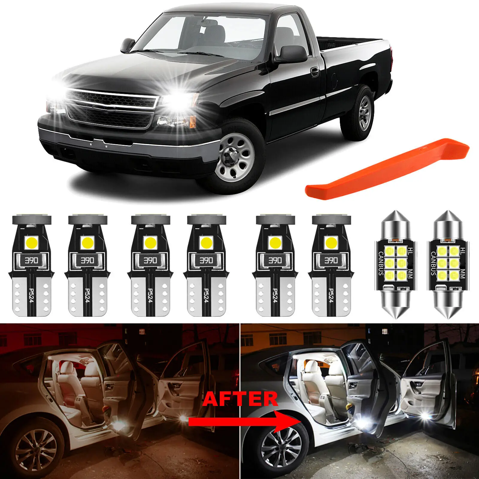 12 шт. лампочек Winetis 6000K белая фотолампа для внутреннего освещения GMC Sierra 1500 2500-1999 +