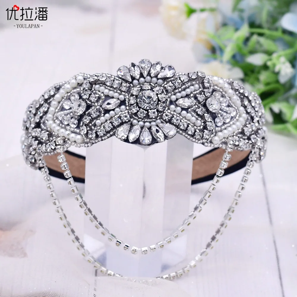 

Summer New Tassel Full Diamond Rhinestone Hair Hoop Women's Baroque Handmade Hair Accessories Wedding Hair Accessories