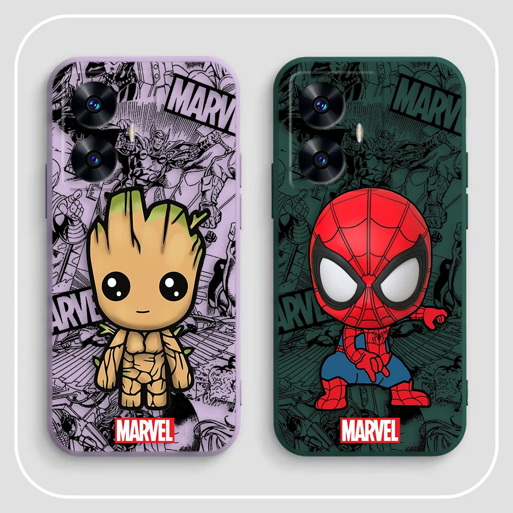 Чехол для телефона Comics Groot Spider Man Deadpool Realme C65 C63 C53 C35 C55 C33 C30 C21Y C20 C12 C11 GT 2 XT NARAO 20 30 50
