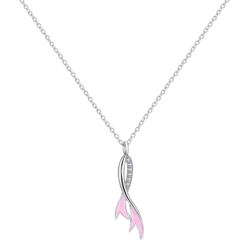 

European and American S925 Sterling Silver Enamel Dropped Gum Fish Tail Necklace Women's Design Mermaid Clavicle Chain Pendant