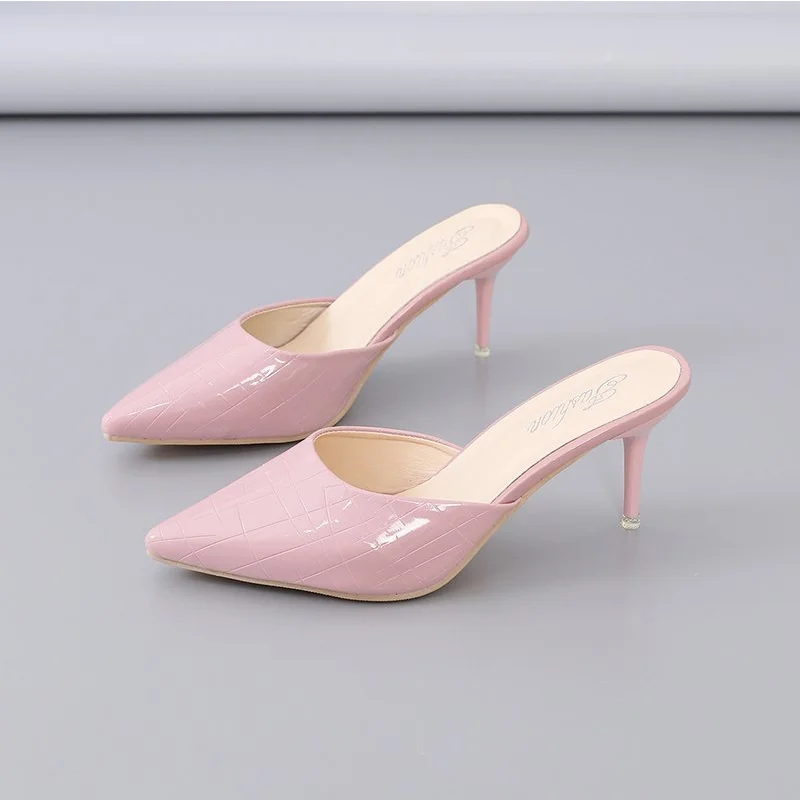 

maogu Pu Leather Pointed Toe Slip on Sandalias Woman Slipper Sandals Women's Silver Shoes 2023 Summer Fashion Mules for Women 42