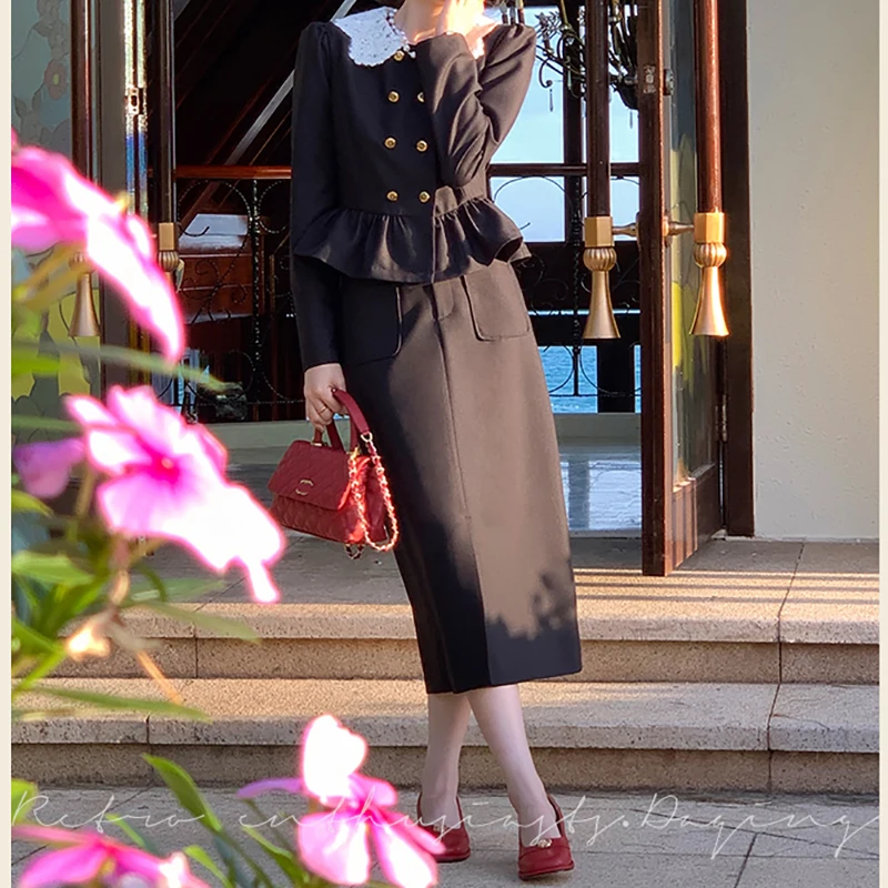 

Women 2 Pieces Sets Blouse Office Lady Shirts Vintage Midi Skirt Suits Casual Elegant New Korean Fashion Tops Long Sleeve 2022