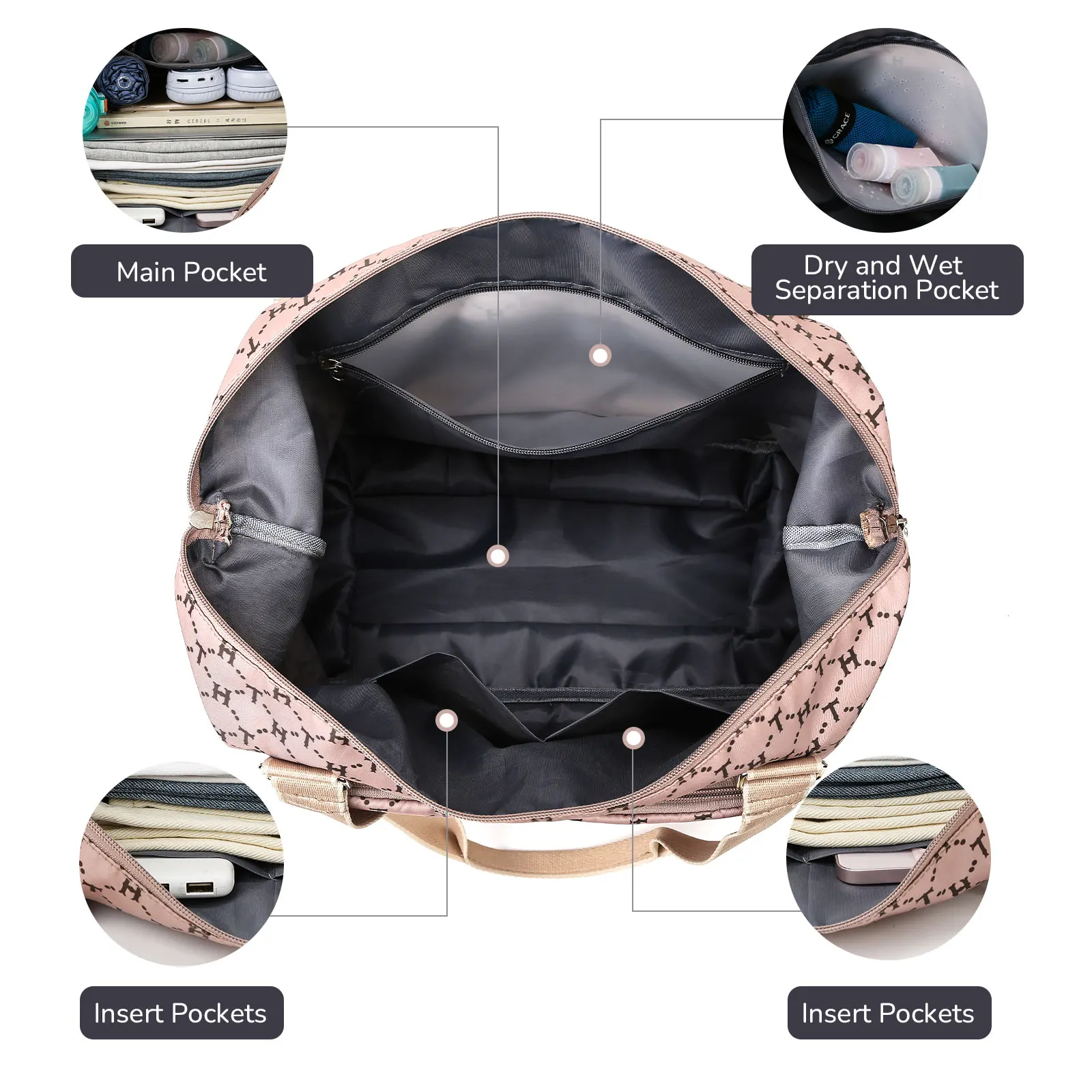 Folding Expandable Travel Bags Luggage Carry On Waterproof Foldable Weekend Handbag Large Capacity Women's Duffle Fitness Tote