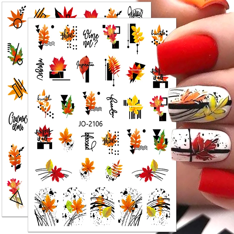

Fall Leaves Nail Stickers 3D Maple Leaf Nail Art Stickers Gold Leaves Nail Decals Autumn Nail Art Decoration Fall Nails Supplies