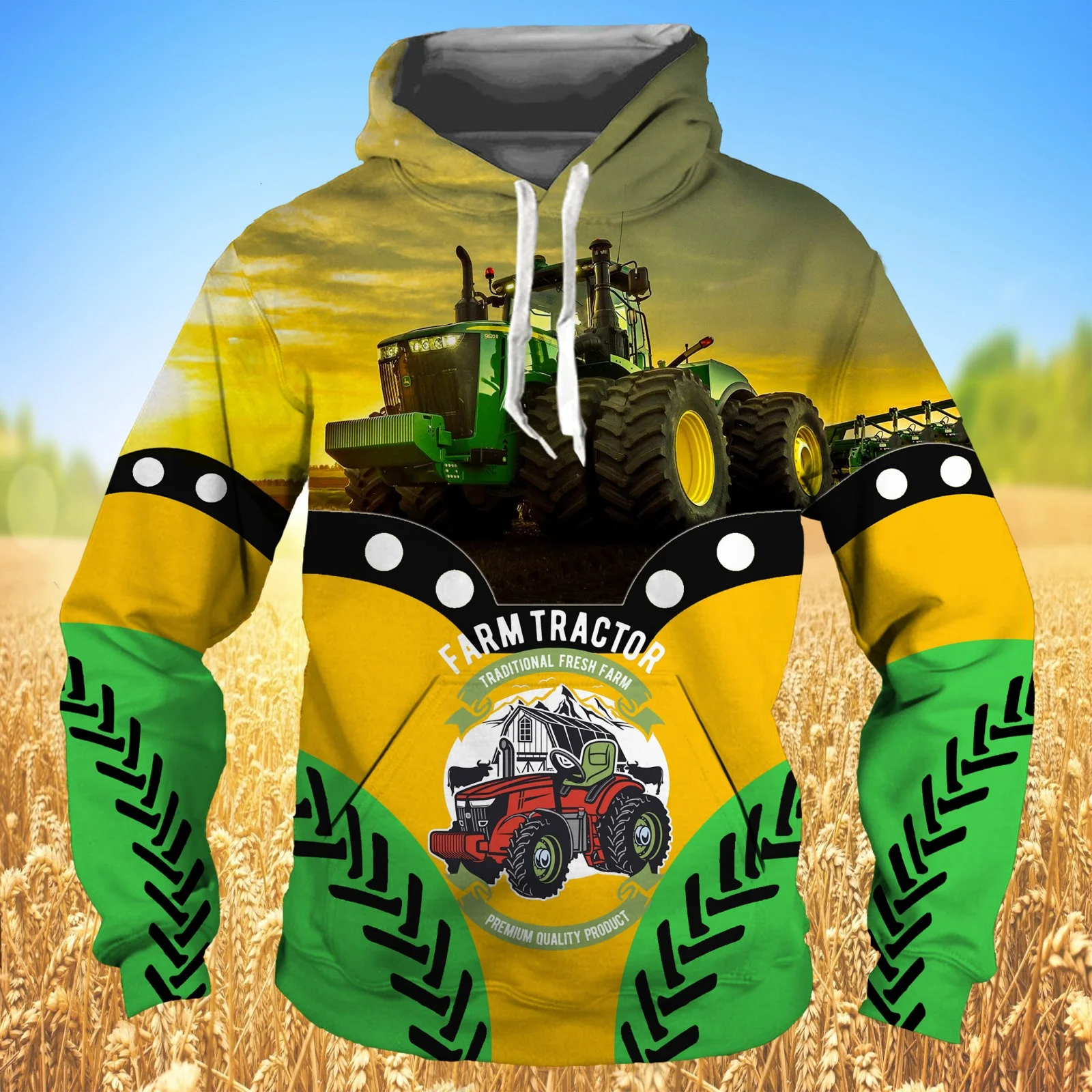 

Creative Pattern Farm Tractor Print Hoodie Cosplay Casual 3d Original Pullover for Men and Women