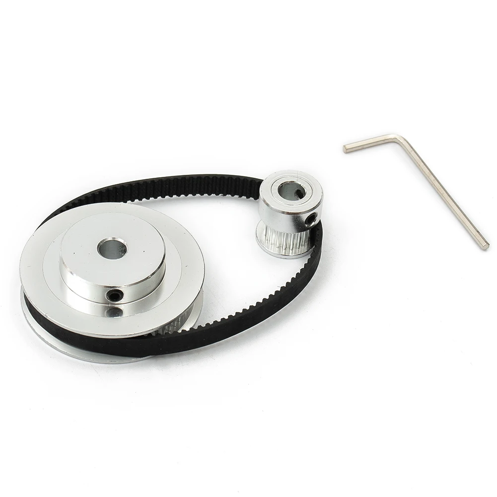 

Synchronous Belt Wheel Kit Synchronous Wheel Kit Belt GT2 Silver And Black With 20 And 60 Teeth 200mm Aluminum