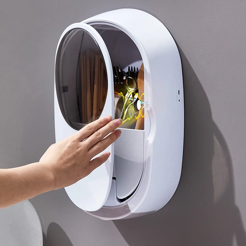 

Daily Necessities Chopsticks Sterilizer Rechargeable Household Hanging Punch-Free Kitchen Small Chopsticks Holder Gift with Lid