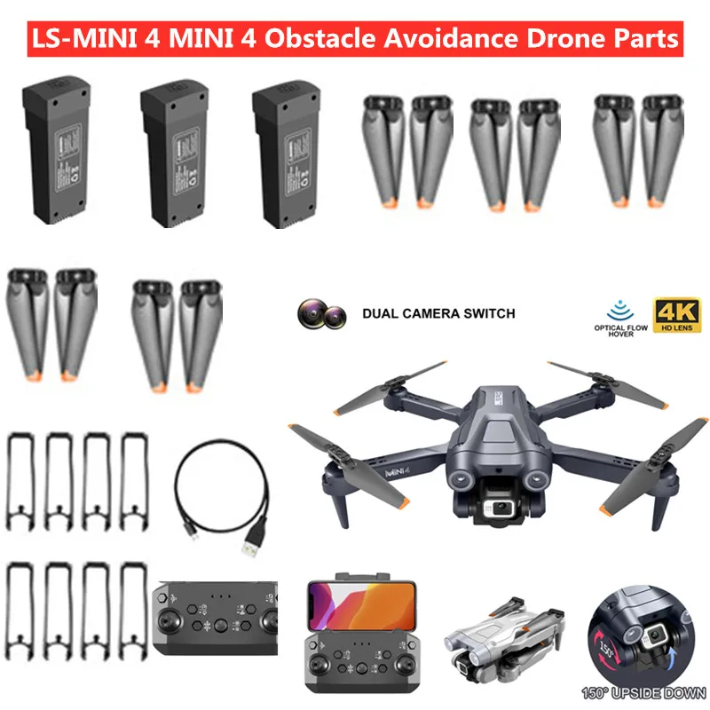 

LS-MINI 4 Mini4 запасные части для дрона мини 4 батарея для дрона мини 4 Дрон 3,7 в 2000 мАч батарея пропеллер защитная рамка USB контроллер