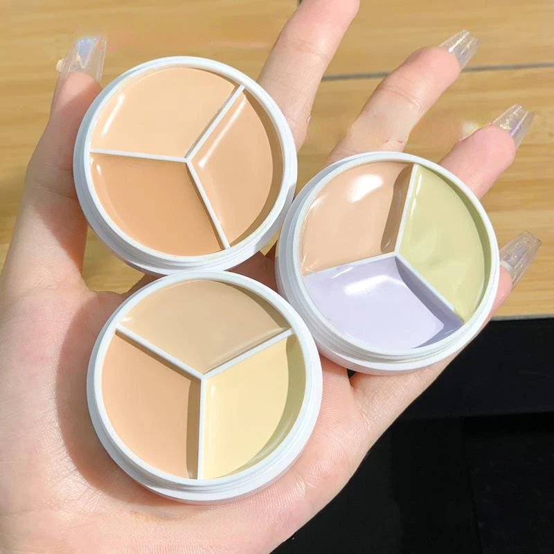 

3-Color Concealer Palette Foundation Cream Full Coverage Suit for All Skin Face Makeup Cover Dark Circles Acne Pores Cream Base