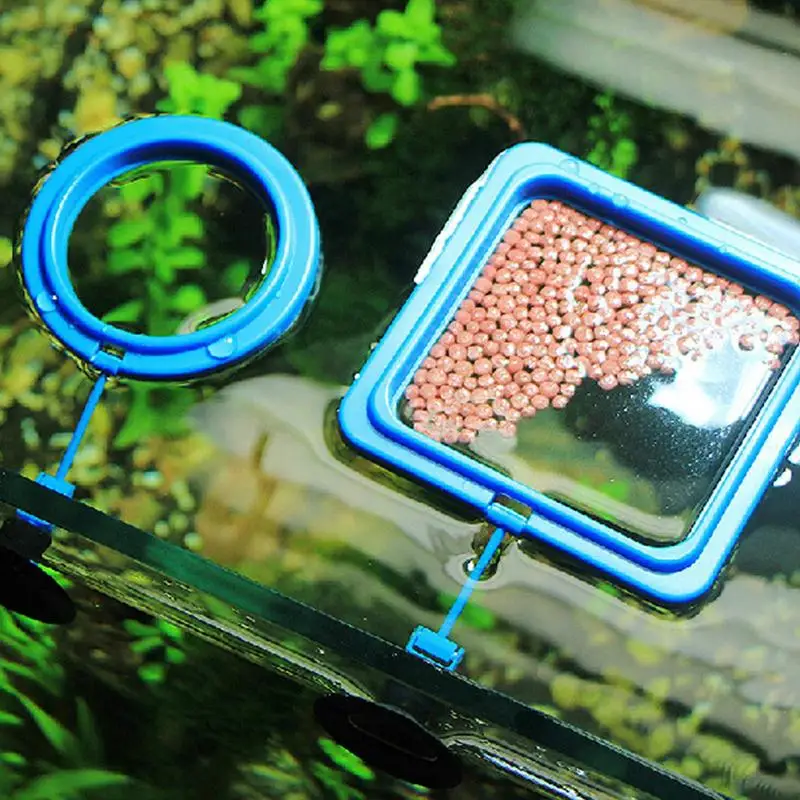 

Aquarium Feeding Ring Fish Tank Station Floating Food Tray Feeder Square Circle Accessory Fish Food Feeder Suction Cup Black