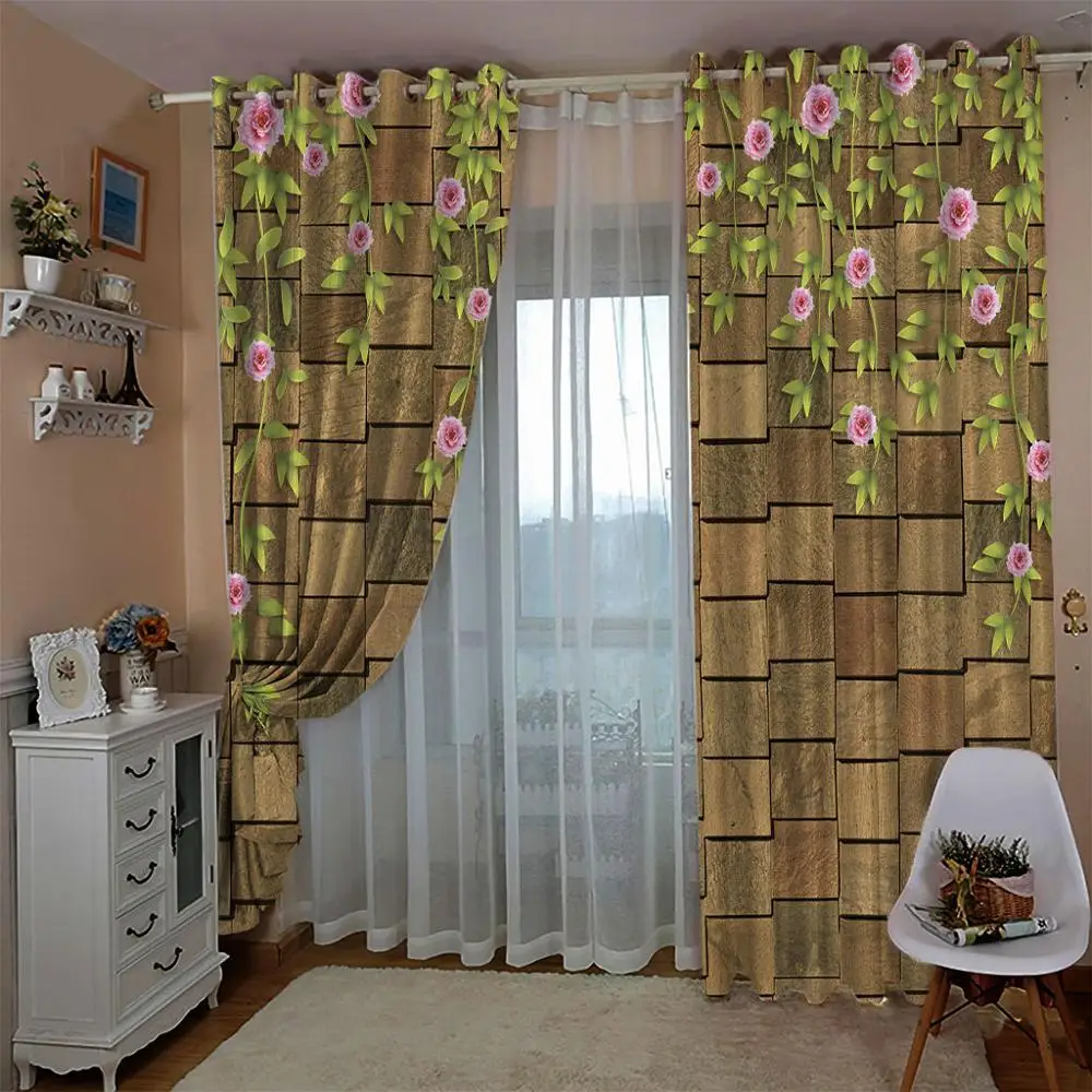 Украшение штор 3D краткие зеленые листья цветы на решетке настенные шторы для