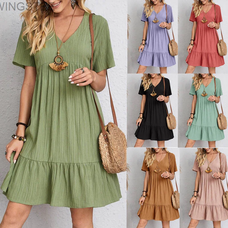 

Women Loose Vintage Fashion Ruffles Befree Dress Large Big Lace Sexy Summer Boho Casual Party Elegant Dresses