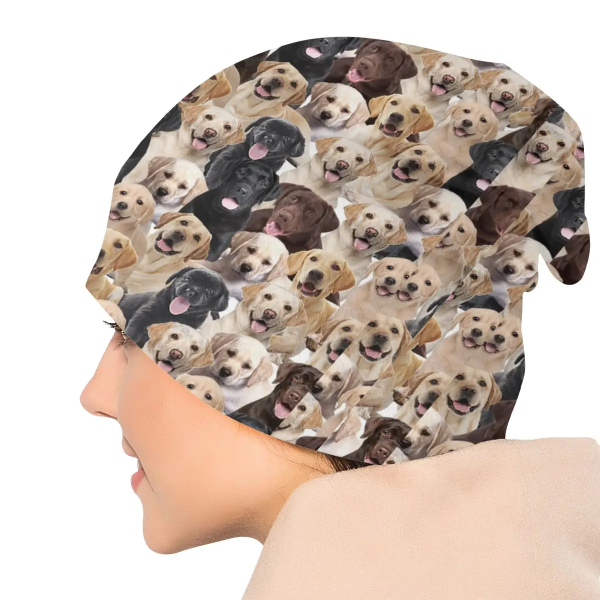 Шапка-бини с изображением Лабрадора осенне-зимняя