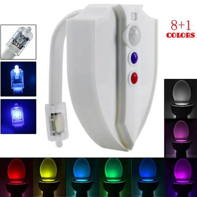 

Toilet Night Light PIR Motion Activated Seat Sensor 8 Colors Changing Night Lamp Toilet Bowl Lighting For Bathroom Washroom