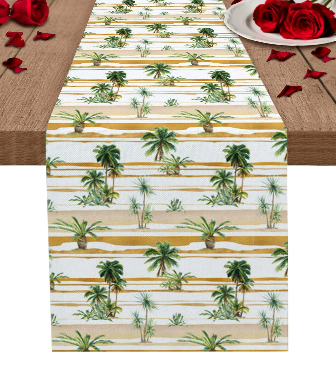 

Tropical Plant Palm Trees In Summer Table Runner Wedding Decor Table Cover Holiday Party Coffee Table Decoration Table Cloth