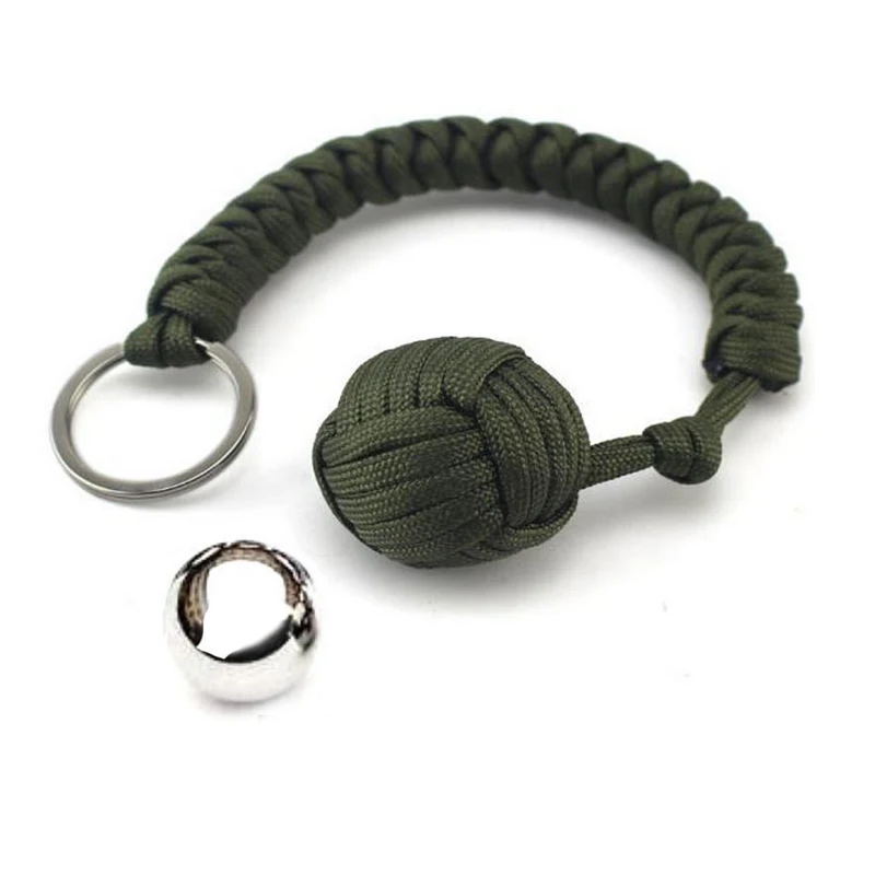 

EDC Monkey Fist Steel Ball For Girl Personal Safety Protect Outdoor Security Self Defense Stick Survival Keychain Broken Windows