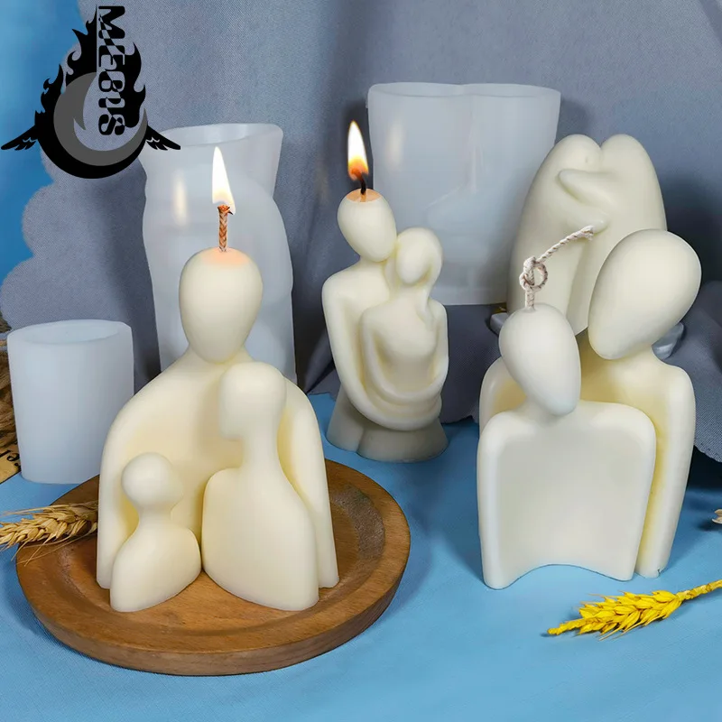 

Portrait Silicone Candle Mold Creative Family Couple Hug DIY Silicone Mold For Candle Making Candle Home Decoration Mold