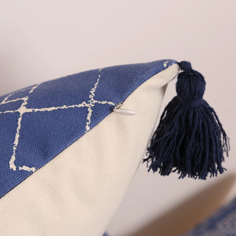 Марокканская наволочка для подушки 45x4 5 см/30x5 0 см винтажный синий лист с принтом