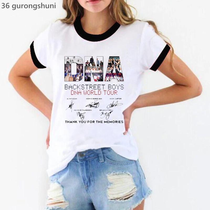 

2022 New Backstreet Boys Art Dna Grpahic Print Tshirts Women'S Clothing Funny Hip Hop T Shirt Femme Shirt Music Lover T-Shirt
