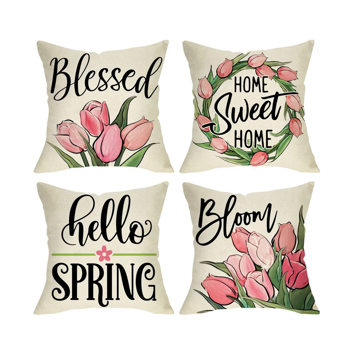

Spring Pillow Covers 18X18 4, Spring Decorations Farmhouse Throw Pillow Covers, Home Couch Decor Cushion Case