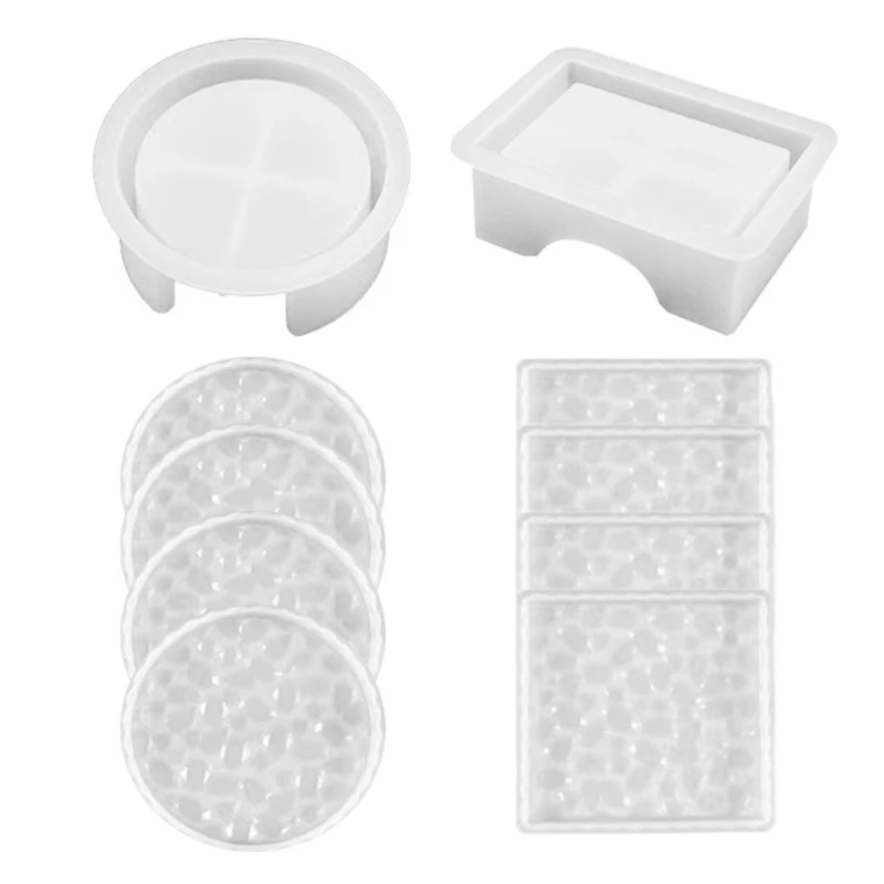 

5Pcs Silicone Coaster Resin Mold Set with Holder Cup Coaster Storage Box Mold TOP