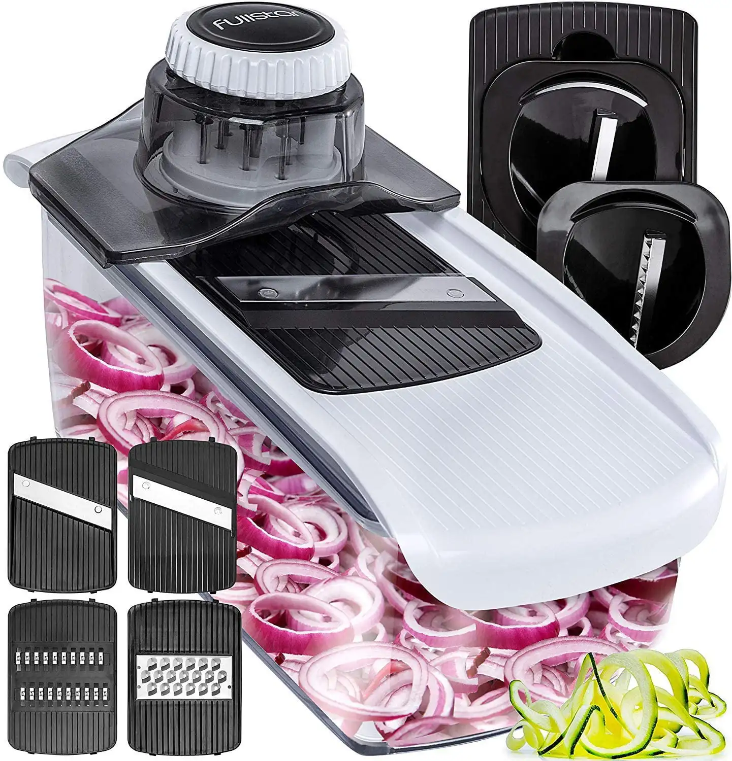 

6-in-1 Mandoline Slicer For Kitchen, Cheese Grater, Vegetable Spiralizer and Veggie Slicer for Cooking & Meal Prep (Kitchen Gadg