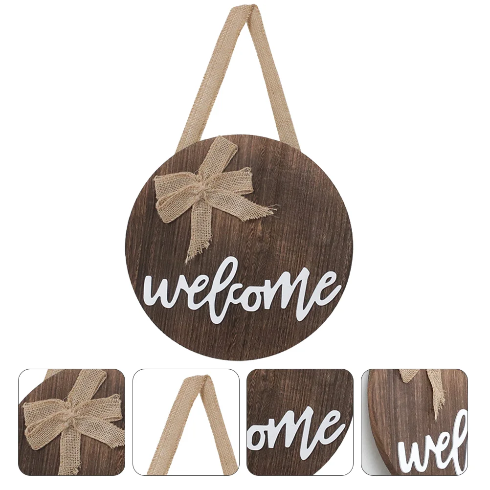 

1pc Door Sign Hanging Board Round Style Welcome Hanging Decor Welcome Door Pendant for Shop Home