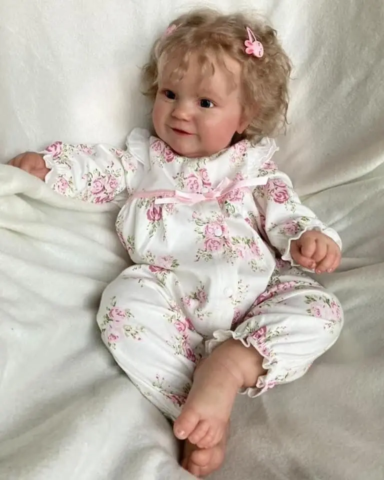 

60CM Reborn Baby Doll Toddler Real Soft Touch Maddie with Rooted blond Hair High Quality Handmade Doll
