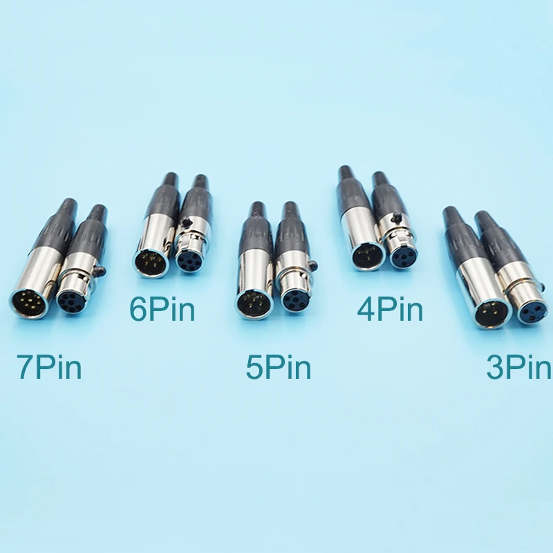 

100pcs Mini Xlr Microphone Cannon Plug 3/4/5/6/7Pin Female Male Plug Small Xlr Mic Microphone Connector Socket Adapter Silver