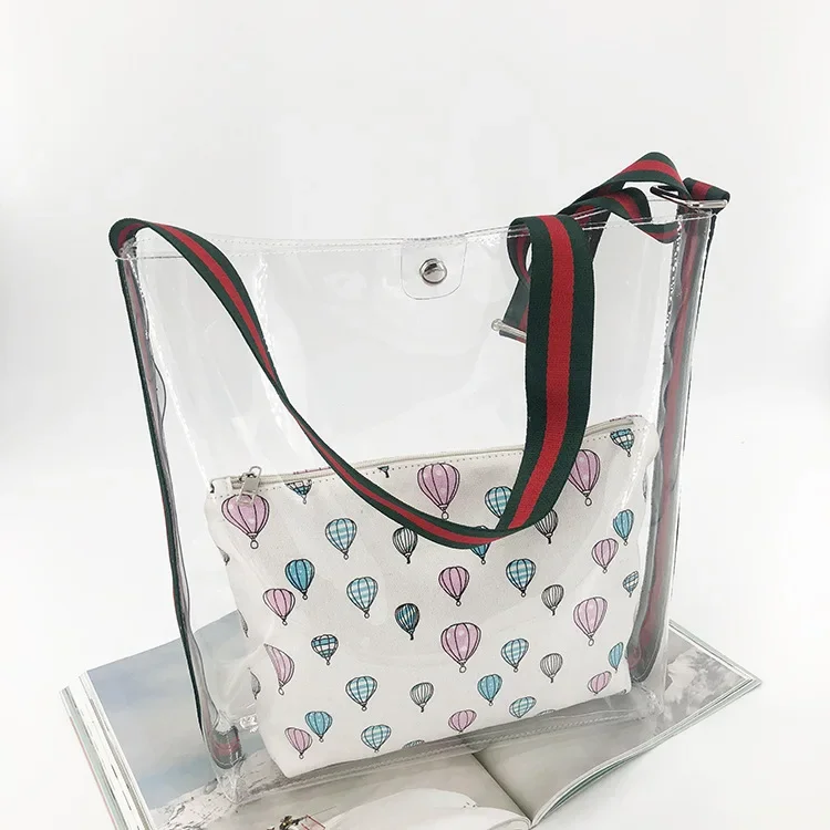 

2022 New Transparent PVC Shoulder Bag Fashion Handbag Women Crystal Jelly Tote Female Crossbody Clear Beach Composite Bag