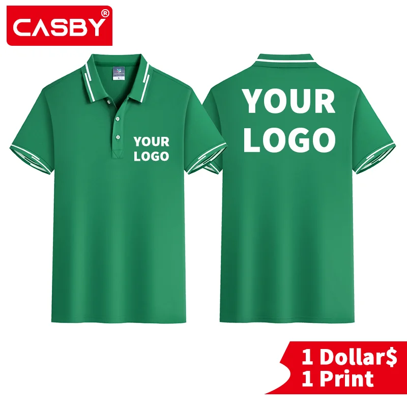 Летняя персональная мужская рубашка-поло из 100% хлопка дешевая Повседневная с