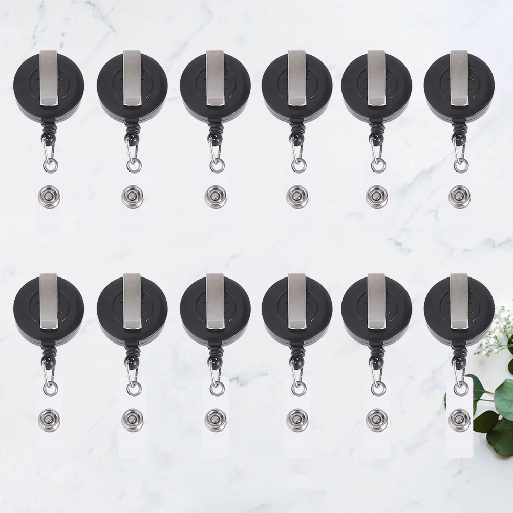 

12 Retractable ID Badge Holders ID Badge Reels with Clip Name Holder Keychains Work Badges Clamp for Office Worker Nurse Pass