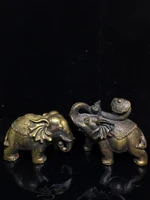 7 tibetan temple collection old bronze cinnabar elephant statue a pair imagery may all your wishes come true office ornament