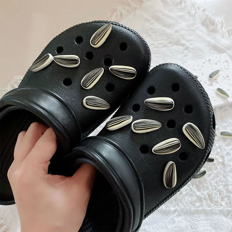 

Unique Shoe Charm Cool 3D Food Shoes Decoration Resin Melon Seeds Popcorn Rice DIY Accessories For Croc Unisex Party Gifts