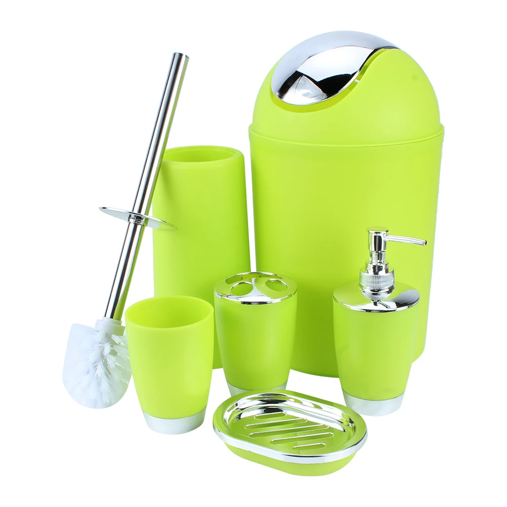 

6Pcs Bathroom Accessory Set Bin Soap Dish Dispenser Tumbler Toothbrush Holder