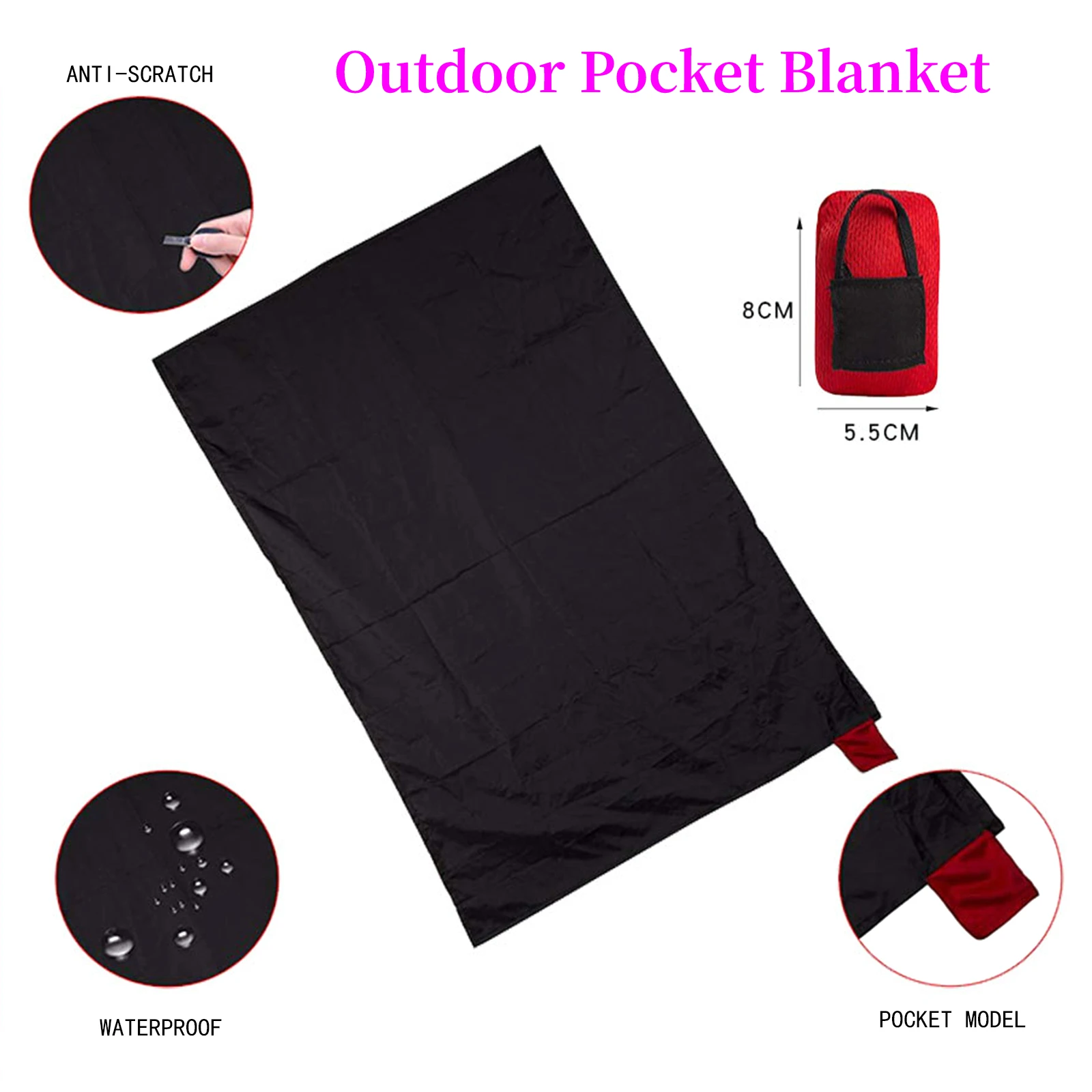 Cobertor de bolso ao ar livre-prova de areia & cobertor de piquenique impermeável, dobrável e esteira compacta, cobertor de piquenique leve portátil