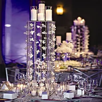 1 pcs/set Wedding arrangement flower stand Acrylic Crystal Bead Chain Welcome Style T-table Flower Stand