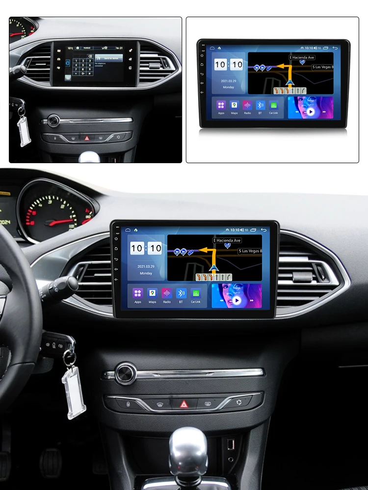 Автомобильный радиоприемник Android 11 8 ядер 9 дюймов IPS экран стереоприемник для Peugeot
