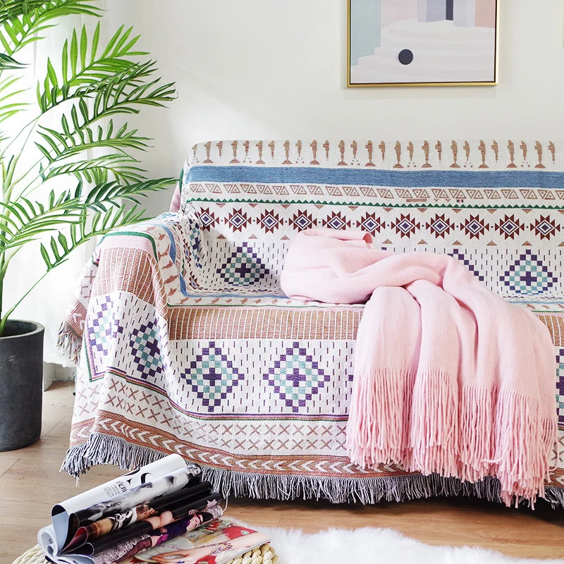 

Double-sided Sofa Knitted Blanket Colorful Throw Blanket with Tassels Home Decor Sofa Covers Air Condition Blankets Home Decor