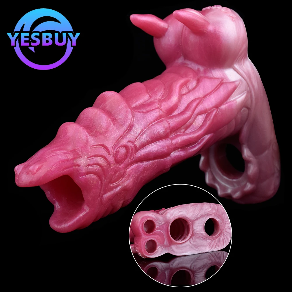 YESBUY в форме дракона удлинитель пениса полый фаллоимитатор с изображением