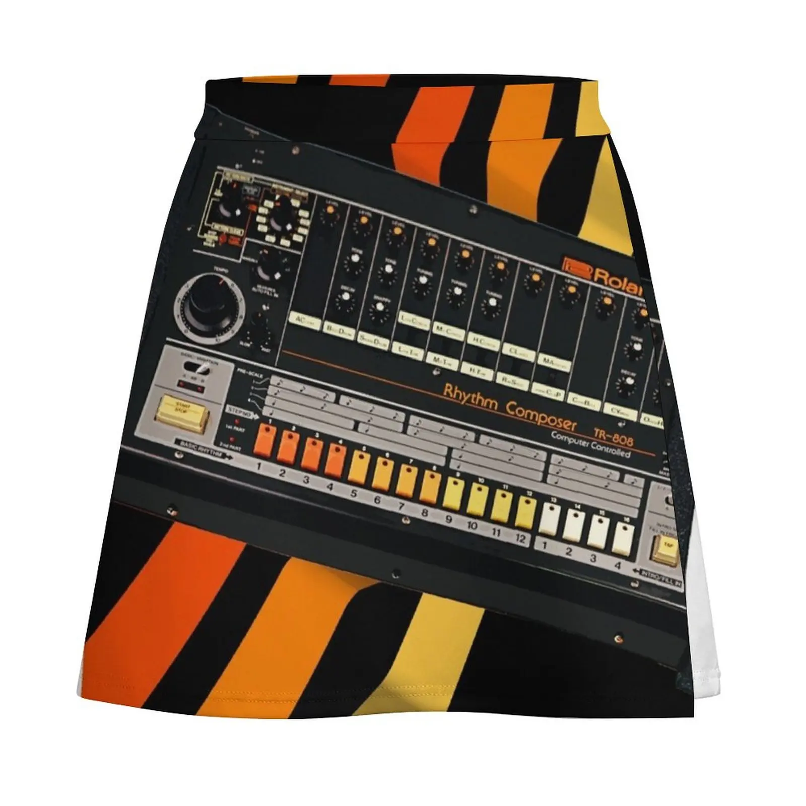 TR-808 оригинальная мини-юбка в стиле Old Skool с изображением коллажа роскошные