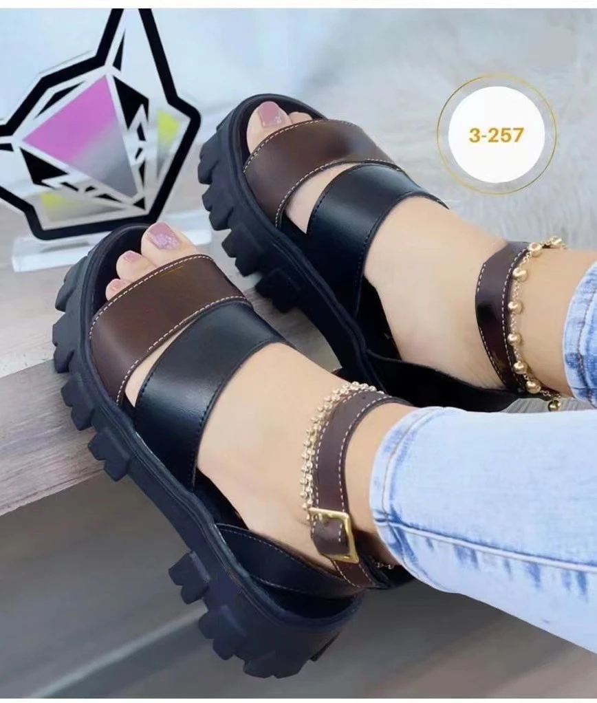 

2022 New Summer Women's Sandals Flats Solid Color Comfortable Women's Shoes Cross Strap Beach Shoes Size 36-42 Peep Toe Sandals